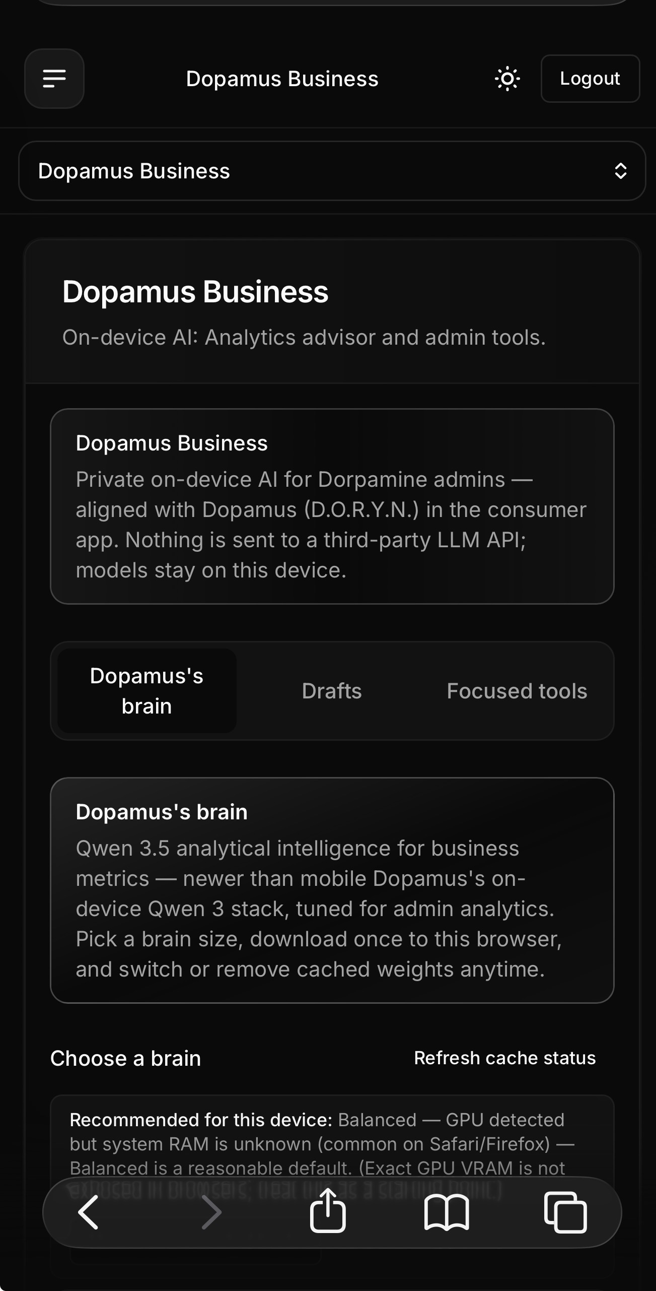 Dopamus Business internal tools powered by Dopamus